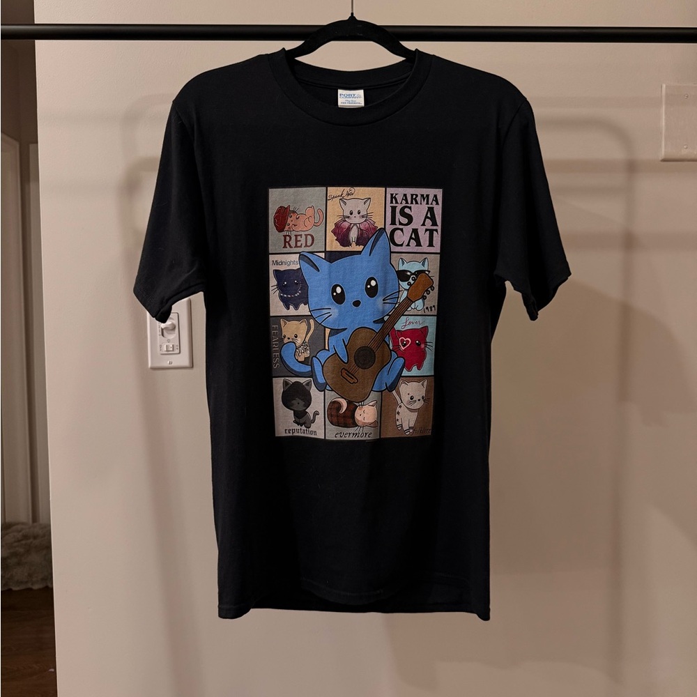 Cat Taylor Swift Eras Black T-Shirt
